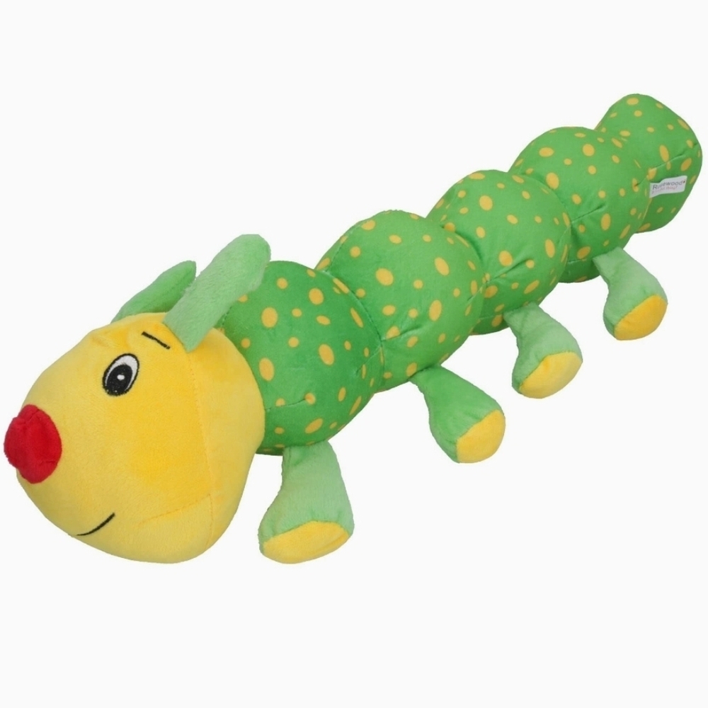 LARGE Green and Yellow Caterpillar Dog Toy. Almost 2 Feet Long!